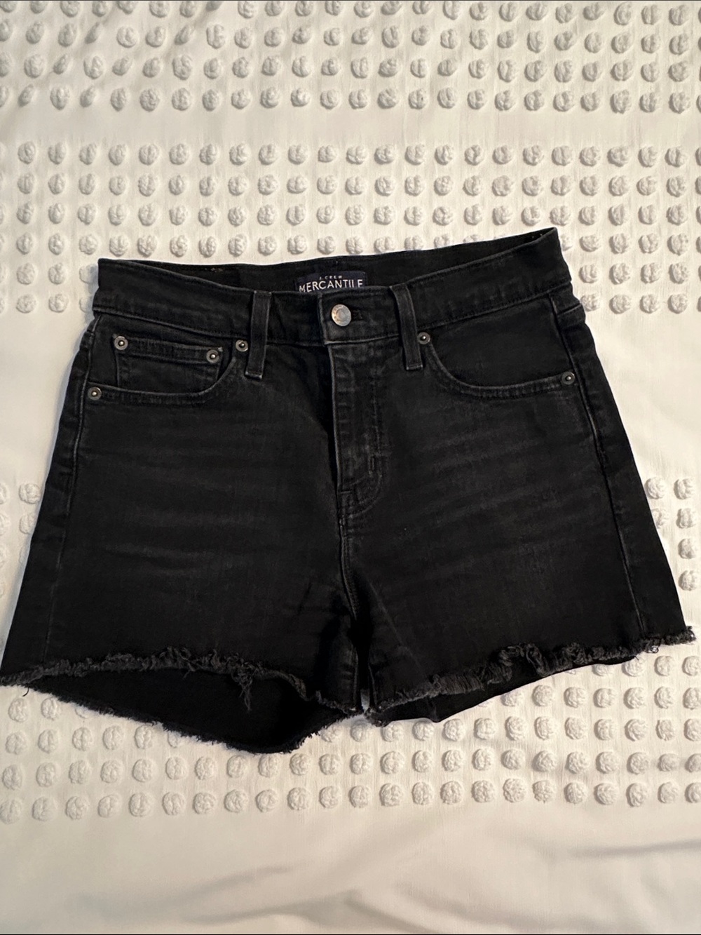J. Crew Factory Black High-Rise Frayed Hem Jean Shorts